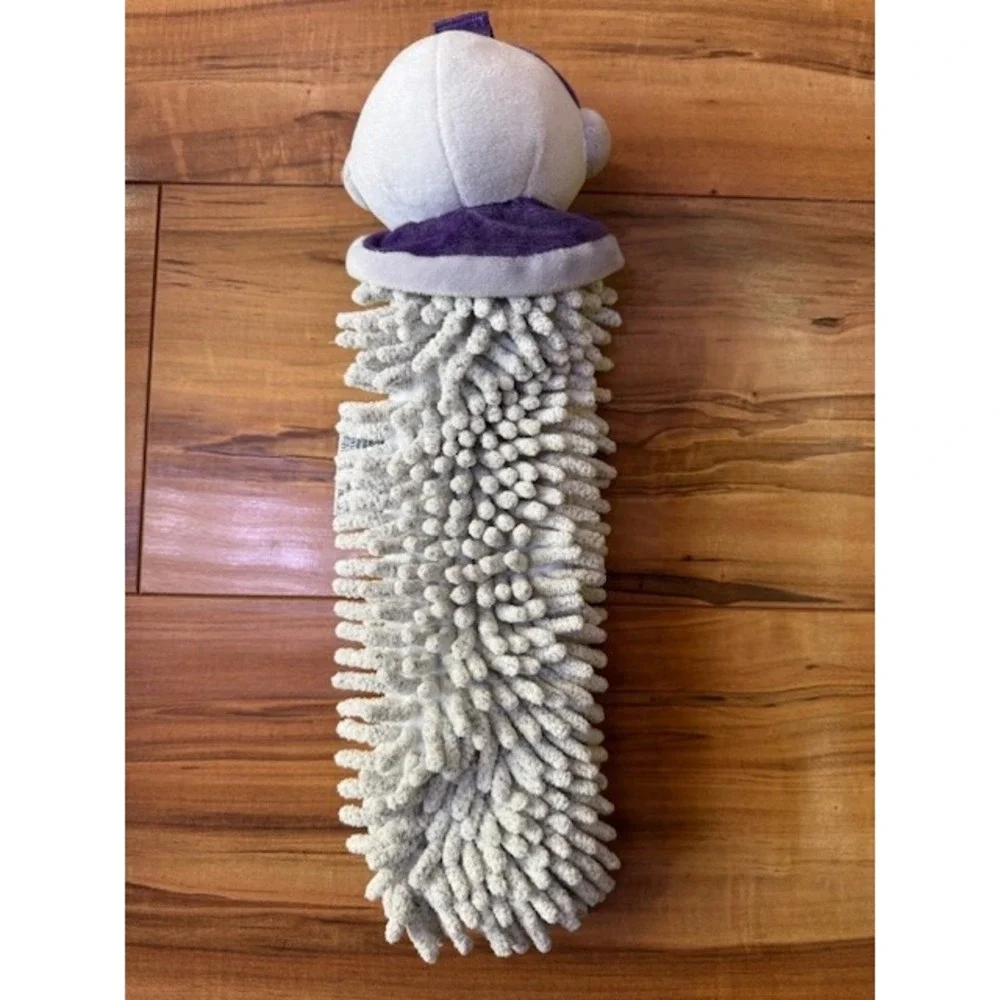 NORWEX CHENILLE Hand‎ Towel Snowman Pet to Dry Christmas EUC Purple Bathroom